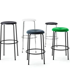 Taburete alto Taburett, Negro-cromo, 78 cm