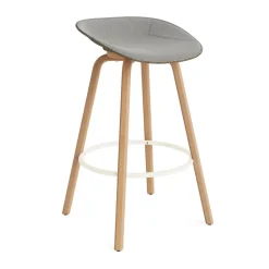 Taburete asiento tapizado Mat Barstool 75 cm, Remix 133-seaweed-beech-cream steel