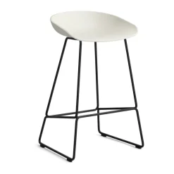 Taburete bajo About a Stool 38, 2.0, Crema melange-estructura de acero negro