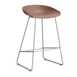 Taburete bajo About a Stool 38, 2.0, Ladrillo suave-estructura de acero inoxidable