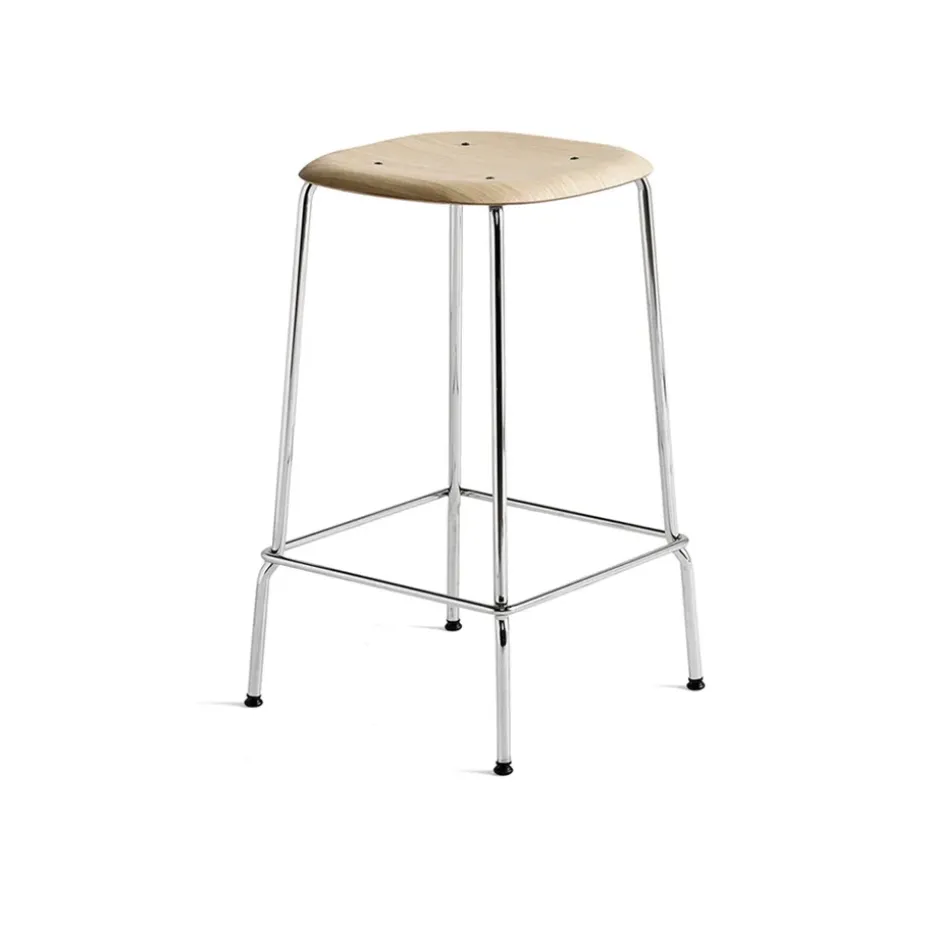 Taburete bajo Soft Edge 30, Roble lacado al agua-krom