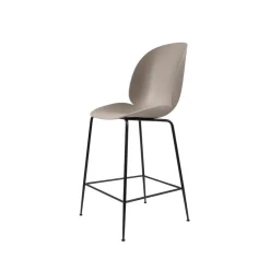 Taburete bar Beetle bajo, New beige, base de acero en color negro