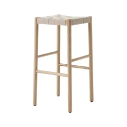 Taburete bar Betty TK8, Oak, asiento de banda de lino trenzada