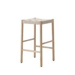 Taburete bar Betty TK7, Oak, asiento de banda de lino trenzada