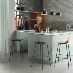 Taburete bar con respaldo Fiber Tube 65 cm, ockra-negro