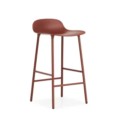 Taburete bar Form bajo, Red, patas de acero en rojo lacado