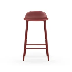 Taburete bar Form bajo, Red, patas de acero en rojo lacado