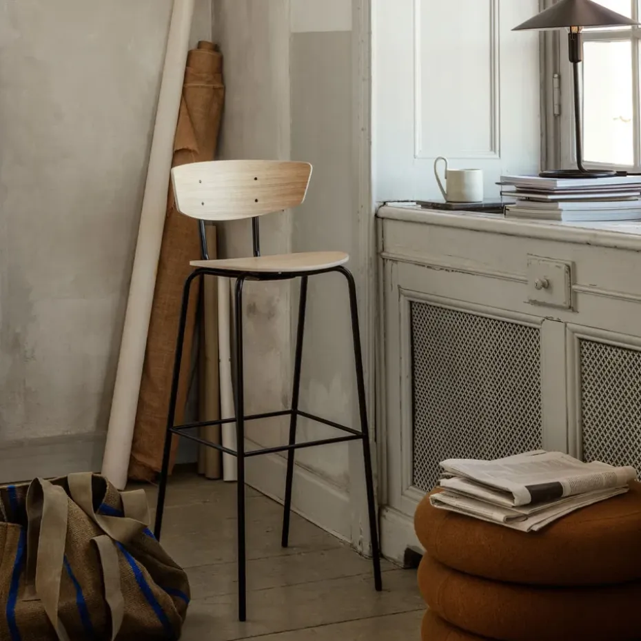 Taburete bar Herman, Oak white oiled