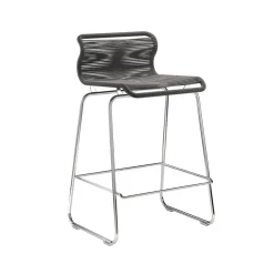 Taburete bar Panton One kitchen, Negro, papel/acero inoxidable