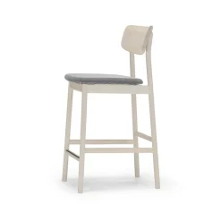 Taburete bar Prima Vista, Tela blues 9202 marrón/beige-estructura de abedul aceitado blanco