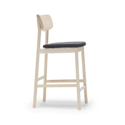 Taburete bar Prima Vista, Tela blues 9833 negro-estructura de abedul con lacado mate claro