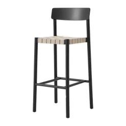 Taburete Betty TK15 Bar Chair 75 cm, Fresno lacado negro-lino natural