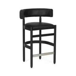 Taburete Botero, Cuero Tärnsjö negro - fresno teñido negro