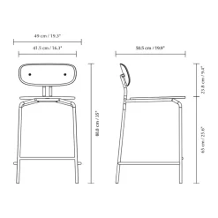 Taburete Curious 65 cm, Oak-black