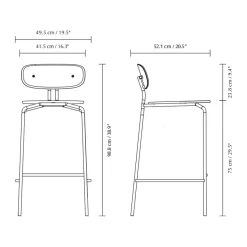 Taburete Curious 75 cm, Oak-brass