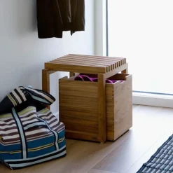 Taburete Cutter, Teca