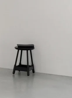 Taburete de bar Albert 50 cm, Roble teñido de negro