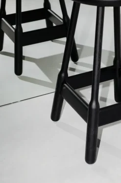 Taburete de bar Albert 50 cm, Roble teñido de negro