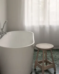 Taburete de bar Albert 50 cm, Roble tratado blanco