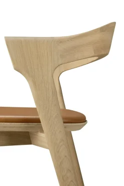 Taburete de bar Bok, Roble lacado - cuero Cognac, 75 cm