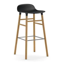 Taburete de bar con patas de roble Form , negro
