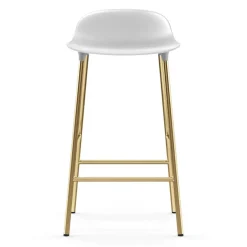 Taburete de bar con patas de bronce Form, Blanco