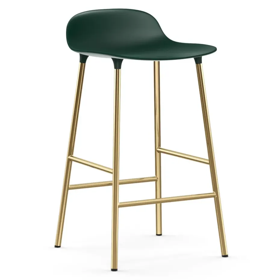 Taburete de bar con patas de bronce Form, Verde