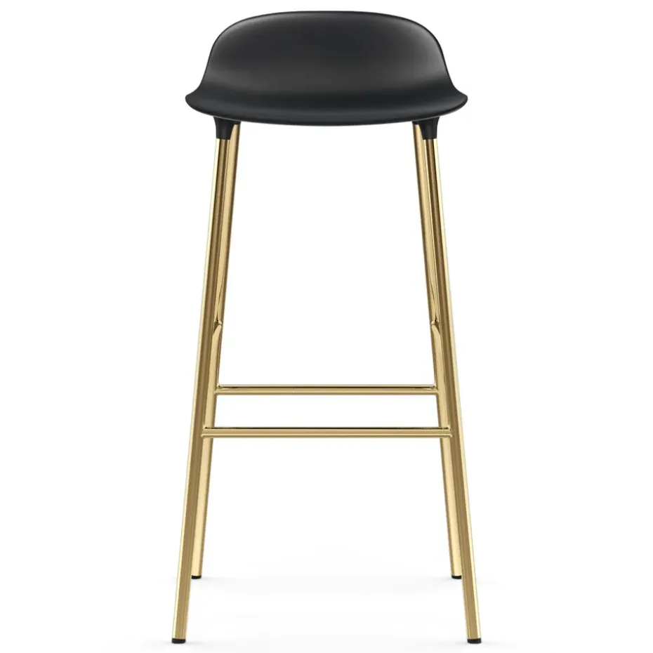 Taburete de bar con patas de bronce Form 75 cm, Negro