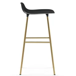 Taburete de bar con patas de bronce Form 75 cm, Negro