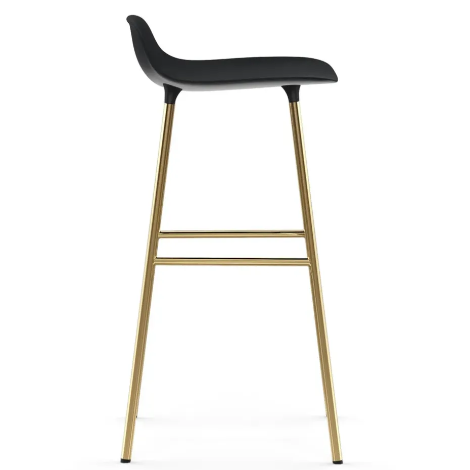 Taburete de bar con patas de bronce Form 75 cm, Negro