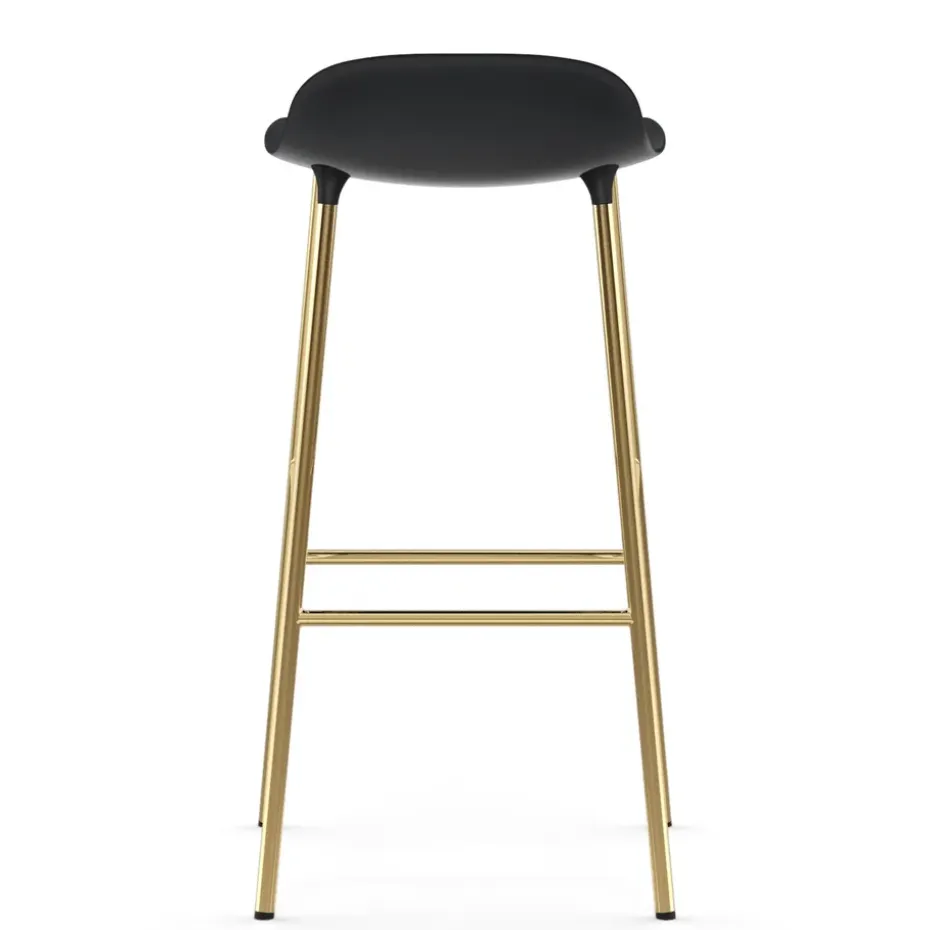 Taburete de bar con patas de bronce Form 75 cm, Negro