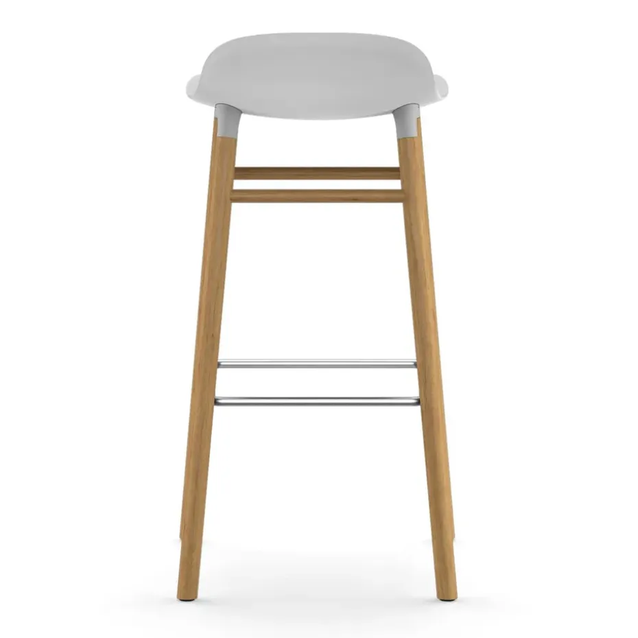 Taburete de bar con patas de roble Form , blanco