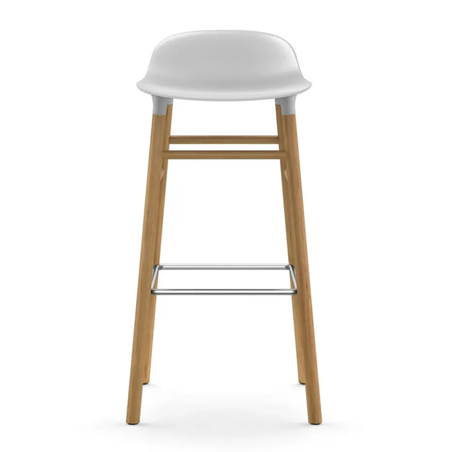 Taburete de bar con patas de roble Form , blanco