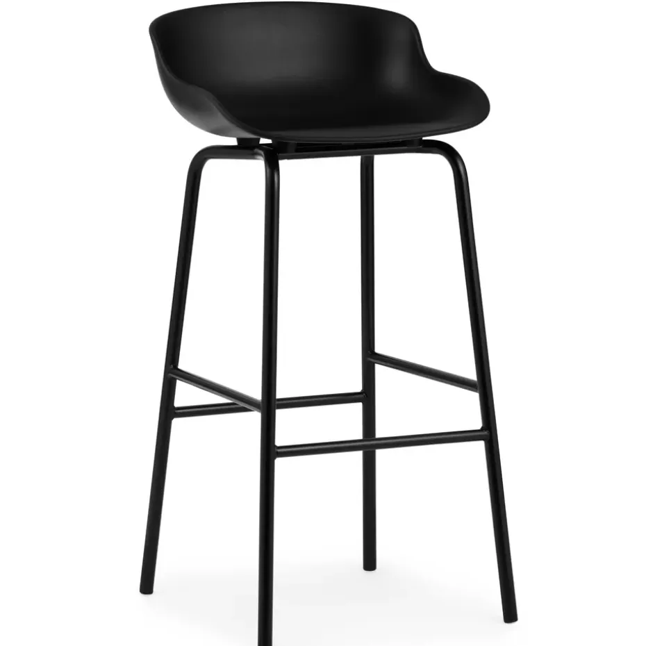 Taburete de bar con patas de metal Hyg 75 cm, Negro