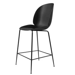 Taburete de bar de plástico Beetle con patas negras, negro