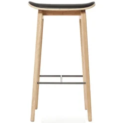 Taburete de bar de roble con asientos de cuero NY11 65 cm, Ultra black