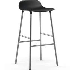 Taburete de bar Form patas cromadas 75 cm, negro