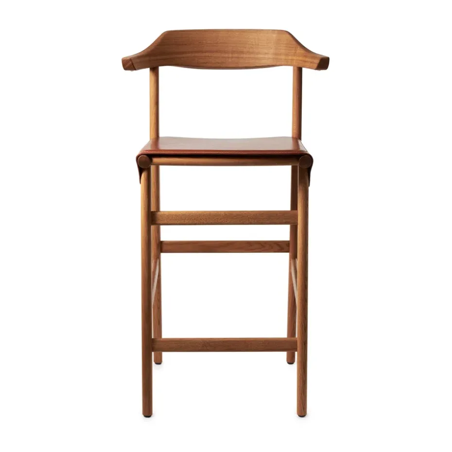 Taburete de bar Hedda, Roble-pure-cuero Tärnsjö cognac