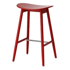 Taburete de bar Icha 65 cm, Haya lacado rojo