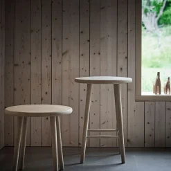 Taburete de bar Miss Button, Roble aceite natural, mediano