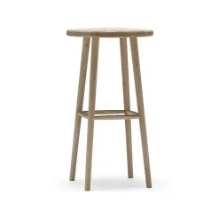 Taburete de bar Miss Button, Roble aceite blanco, alto