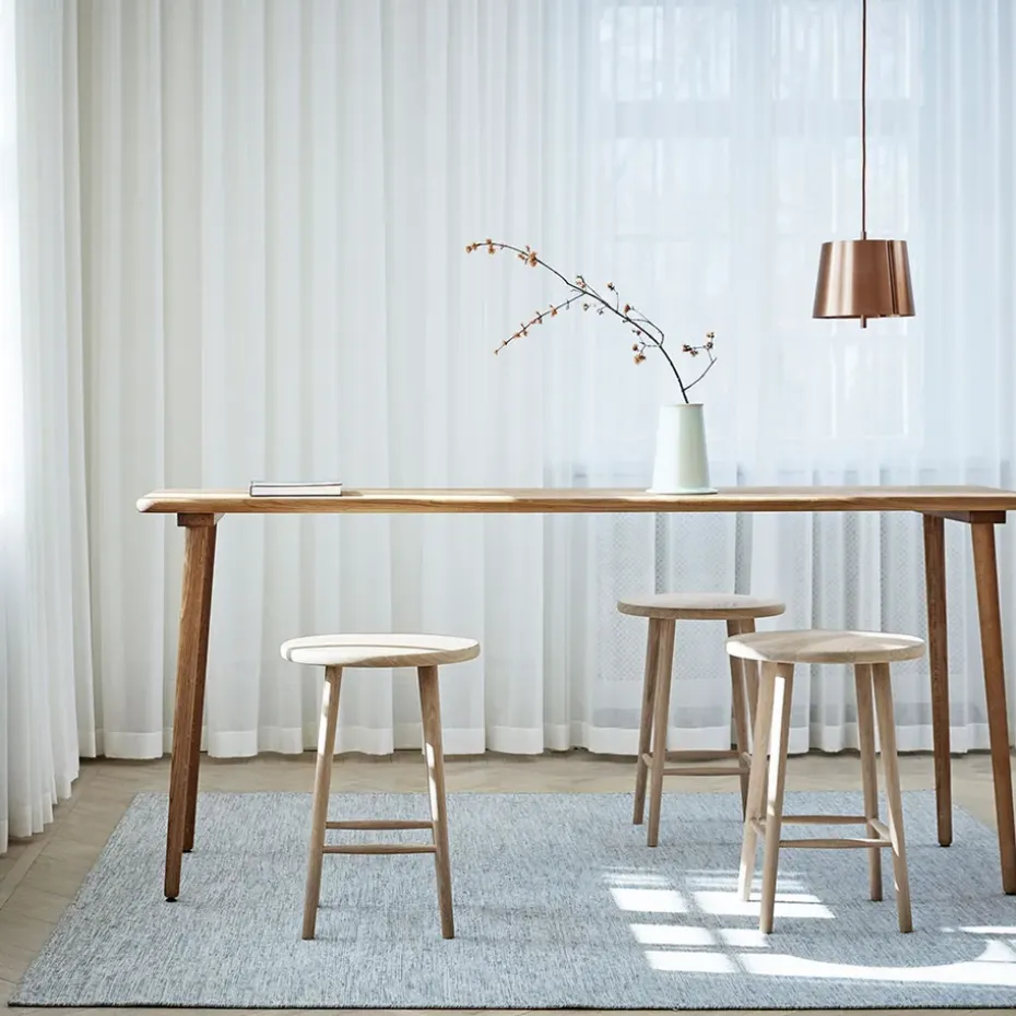 Taburete de bar Miss Button, Roble aceite blanco, alto