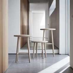 Taburete de bar Miss Button, Roble aceite blanco, mediano