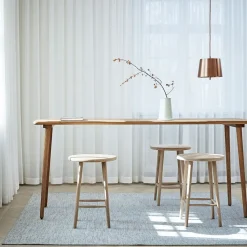 Taburete de bar Miss Button, Roble aceite natural, alto