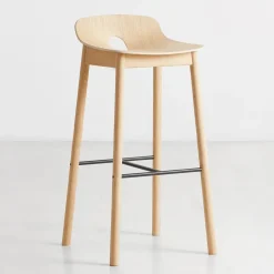 Taburete de bar Mono, Roble pigmentado blanco