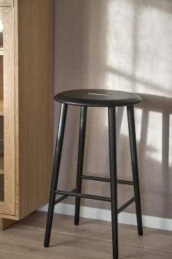 Taburete de bar Norrabo 65 cm, Roble lacado en negro