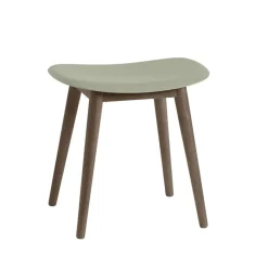 Taburete Fiber, Dusty green, patas de madera barnizadas en marrón oscuro
