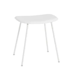 Taburete Fiber, White, base de acero en blanco
