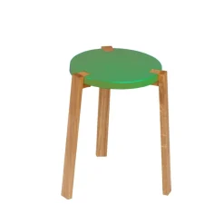 Taburete Happy, Verde, patas de roble