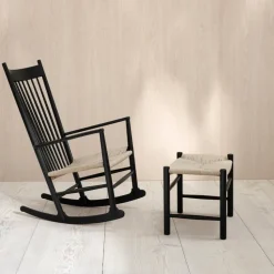 Taburete J16, Natural - roble lacado negro